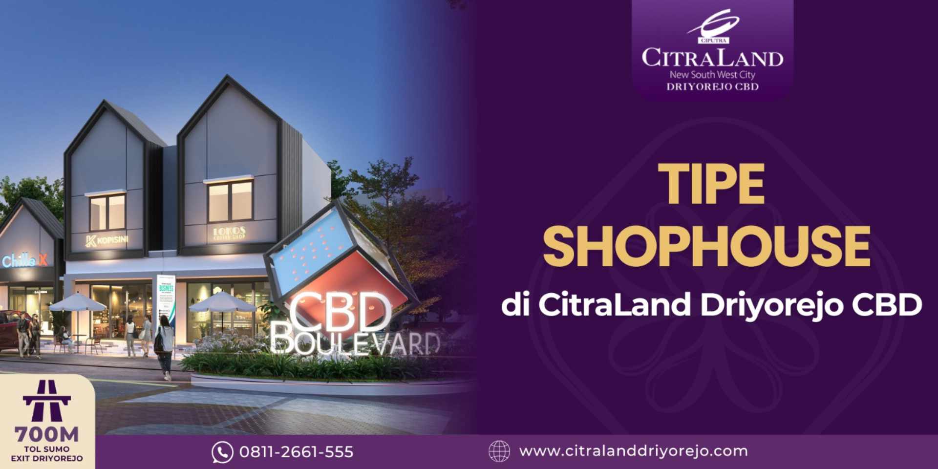 Tipe Shophouse di CitraLand Driyorejo CBD